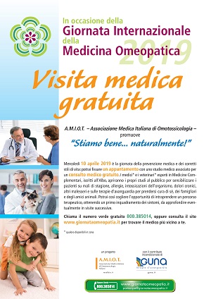 10 aprile 2019, Giornata internazionale della medicina omeopatica: consulti gratuiti in 600 studi medici, odontoiatrici e veterinari in tutta Italia 
